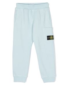 Stone Island Junior pantalon de jogging à patch Compass - Bleu