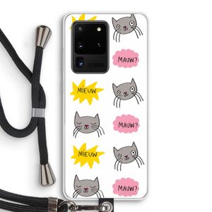 Meow: Samsung Galaxy S20 Ultra Transparant Hoesje met koord