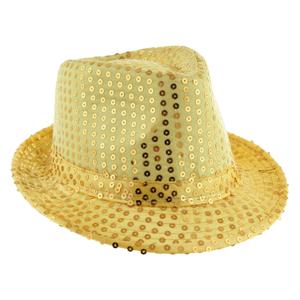 Carnaval verkleed hoedje - Trilby - goud - glitter pailletten - heren/dames - Carnaval