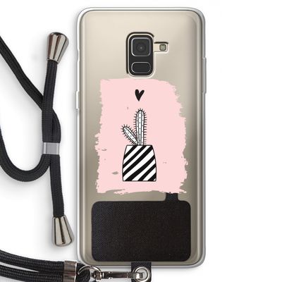 Zwart-wit cactus: Samsung Galaxy A8 (2018) Transparant Hoesje met koord