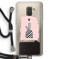 Zwart-wit cactus: Samsung Galaxy A8 (2018) Transparant Hoesje met koord
