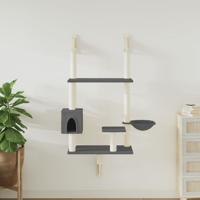 VidaXL Kattenmeubel wandgemonteerd met krabpaal 153 cm donkergrijs