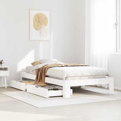 Bedframe zonder matras massief grenenhout wit 75x190 cm
