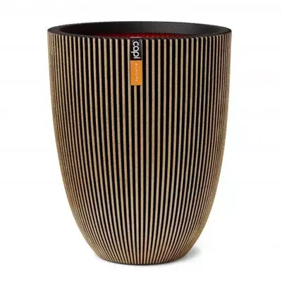 Capi nature groove nl elegant laag bloempot 46x58 cm zwart goud