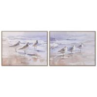 Schilderij Home ESPRIT Strand Mediterrane Met reliëf 80 x 2,5 x 60 cm (2 Stuks)
