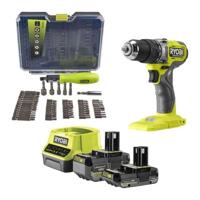 Slagboormachine - RYOBI - BORSTELLOOS - 18V - 54 Nm - 450-1.700 tpm - 27.200 cp/min + 2 accu's - Oplader