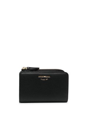 Emporio Armani porte-cartes en cuir à logo gravé - Noir