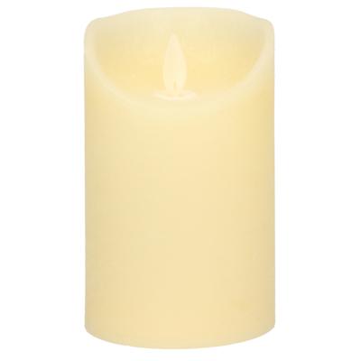 Led kaars/stompkaars - ivoor wit - H12,5 x D7,5 cm - wax - warm wit licht - bewegende vlam