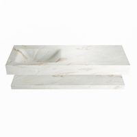 MONDIAZ ALAN-DLUX 130cm planchet Frappe. Vrijhangende wastafel CLOUD links 1 kraangat, kleur Frappe.