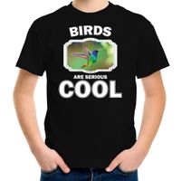 Dieren kolibrie vogel t-shirt zwart kinderen - birds are cool shirt jongens en meisjes - thumbnail