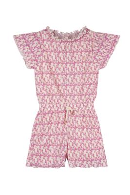 NoNo zomer jumpsuit meisjes - fresia paars - AOP bloemen, plissee, jersey - Sil