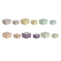 Juwelenkistje Home ESPRIT Multicolour Mangohout 10 x 10 x 6 cm (2 Onderdelen) (6 Stuks)