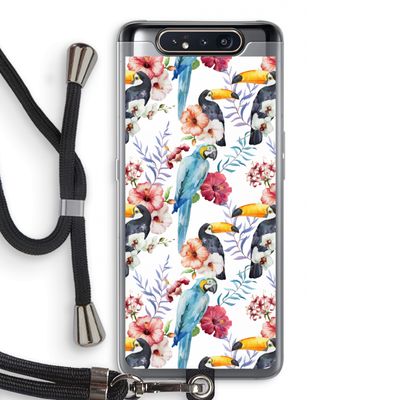 Bloemen tukan: Samsung Galaxy A80 Transparant Hoesje met koord