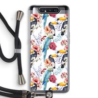Bloemen tukan: Samsung Galaxy A80 Transparant Hoesje met koord