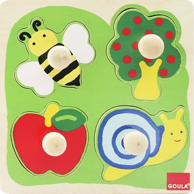 Goula vormenpuzzel Boomgaard junior hout 4 stukjes Goula vormenpuzzel Boomgaard junior hout 4 stukjes