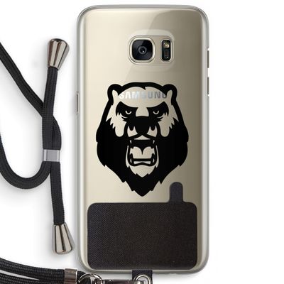 Angry Bear (black): Samsung Galaxy S7 Edge Transparant Hoesje met koord