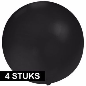 4x Grote ballonnen 60 cm zwart
