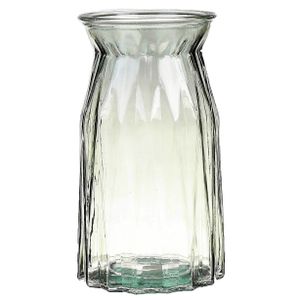 Bloemenvaas - helder groen - transparant glas - D12 x H20 cm