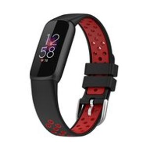 Fitbit Luxe - Siliconen sportbandje - Maat: Large - Zwart + rood