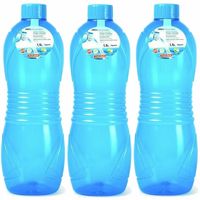 Drinkfles/waterfles/bidon - 3x - 1500 ml - transparant/blauw - kunststof Drinkfles/waterfles/bidon - 3x - 1500 ml - transparant/blauw - kunststof