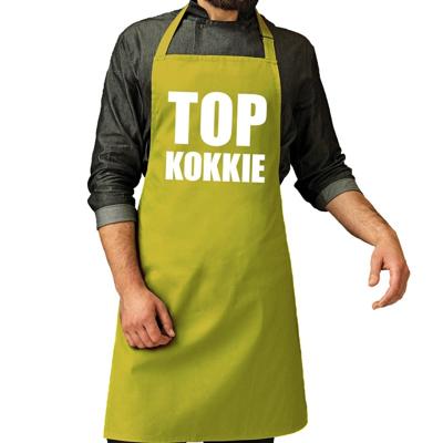 Top kokkie - barbeque en keuken schort - lime groen - voor heren - cadeau schorten Top kokkie - barbeque en keuken schort - lime groen - voor heren - cadeau schorten