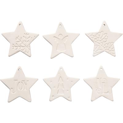 Creativ Company Ornamenten om te hangen, ster, afm 7x7 cm, wit, 6 stuk/ 1 doos