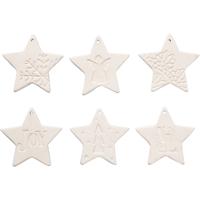 Creativ Company Ornamenten om te hangen, ster, afm 7x7 cm, wit, 6 stuk/ 1 doos