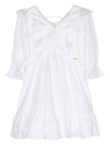 TWINSET Kids robe à détail de pompon - Blanc