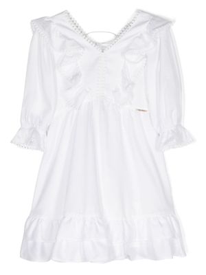 TWINSET Kids robe à détail de pompon - Blanc