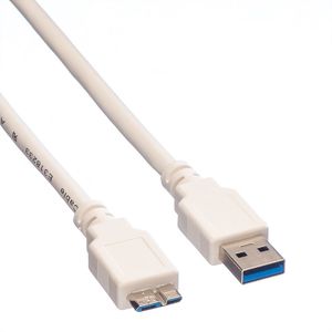 VALUE USB 3.2 Gen 1 kabel, type, A M - Micro B M, wit, 0,15 m