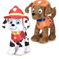 Paw Patrol figuren speelgoed knuffels set van 2x karakters Zuma en Marshall 19 cm