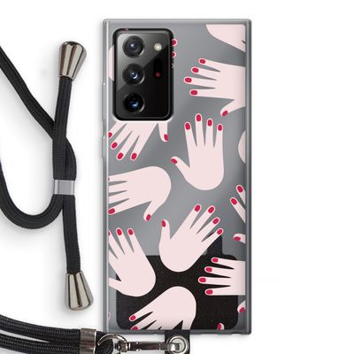 Hands pink: Samsung Galaxy Note 20 Ultra / Note 20 Ultra 5G Transparant Hoesje met koord
