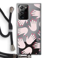 Hands pink: Samsung Galaxy Note 20 Ultra / Note 20 Ultra 5G Transparant Hoesje met koord