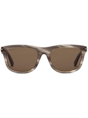 Gucci Eyewear lunettes de soleil rectangulaires à rayures - Marron