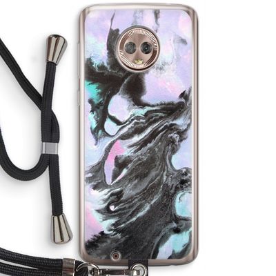Pastel zwart: Motorola Moto G6 Transparant Hoesje met koord