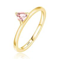 Elenza Zilveren Ring met Driehoekige Roze Steen, Verguld met 18k Gouden Plating-17mm