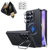 Galaxy S26 Ultra Bundle Cyber Tough Magnetic Case (Stash Stand) and Armorite® Pro Privacy Screen Protector - Black
