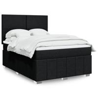 Boxspring met matras stof zwart 140x200 cm