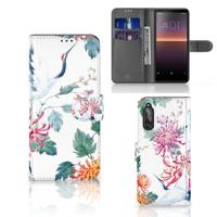 Sony Xperia 10 II | Telefoonhoesje | Met pasjeshouder | Bird Flowers