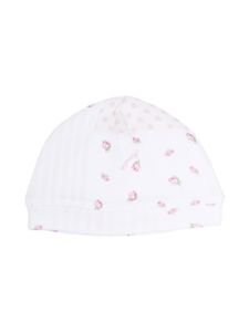 Monnalisa bonnet en coton à fleurs - Blanc