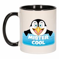 Kinder pinguin mok / beker Mister Cool zwart / wit 300 ml   -