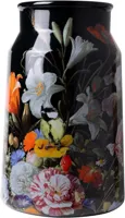Heinen Delfts Blauw vaas melkbus keramiek stilleven 19x30cm zwart