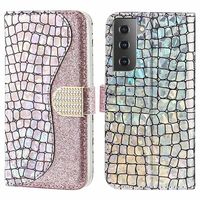 Croco Bling Series Samsung Galaxy S21 FE 5G Wallet Case - Rose Gold - thumbnail