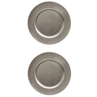 2x stuks diner borden/onderborden zilver glimmend 33 cm