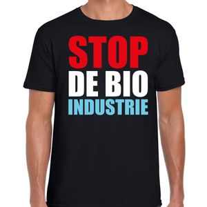 Stop de bio industrie demonstratie / protest t-shirt zwart voor heren