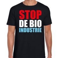 Stop de bio industrie demonstratie / protest t-shirt zwart voor heren