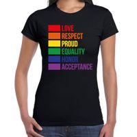 Gay Pride t-shirt met tekst - dames - zwart - Regenboog vlag - LHBTI - thumbnail