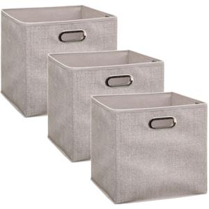 Opbergmand/kastmand beige - Set van 3x stuks - linnen - 29 liter - 31 x 31 x 31 cm - Opbergbox - Vak