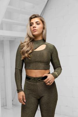 Malelions Sparkling Cut-Out Crop Top Dames Goud - Maat XS - Kleur: Goud | Soccerfanshop