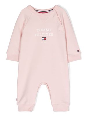 Tommy Hilfiger Junior Katoenen romper met logoprint - Roze